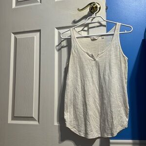 White tank top with front V cut design